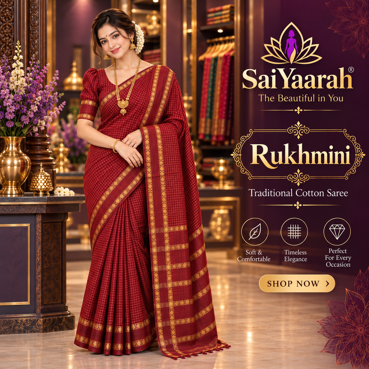 SaiYaarah Rugmini Cotton Saree