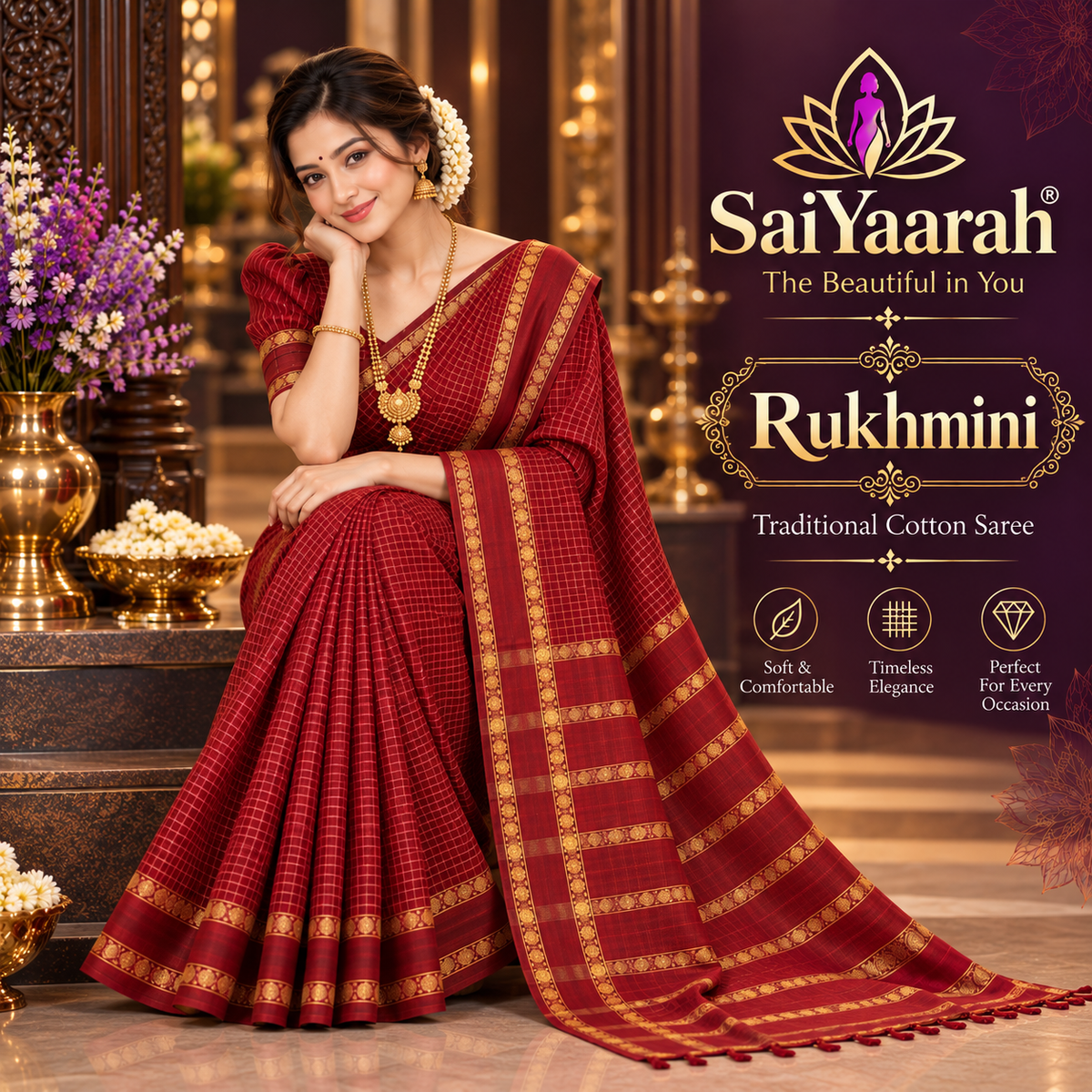 SaiYaarah Rugmini Cotton Saree