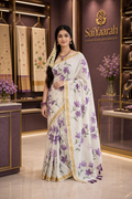 Lavender Floral Kerala Saree