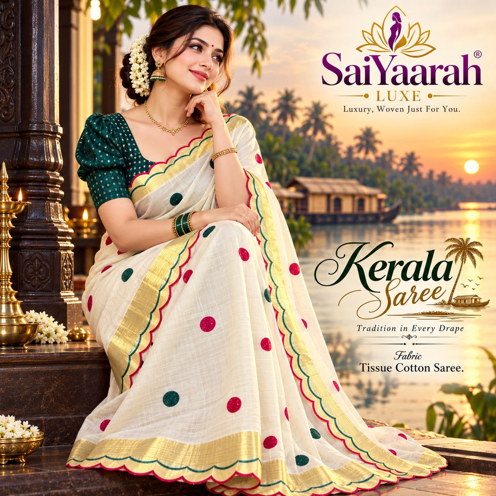 Kerala Tissue Cotton Saree