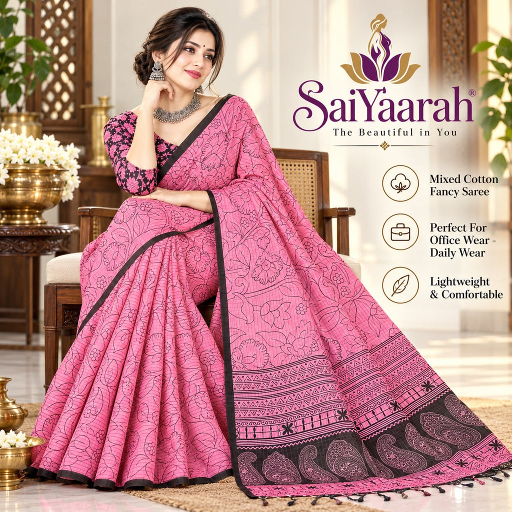 SaiYaarah – Mixed Cotton Fancy Saree