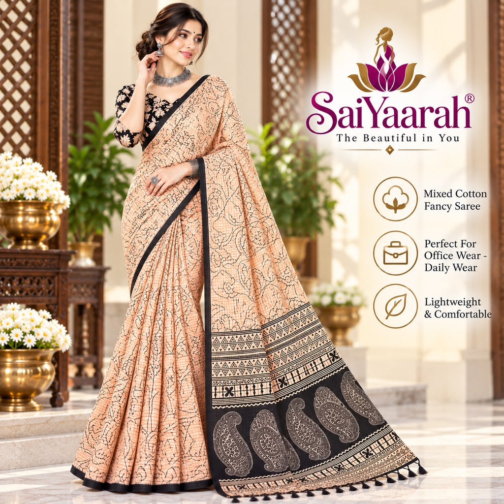 SaiYaarah – Mixed Cotton Fancy Saree