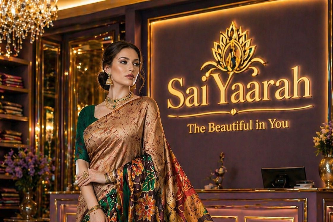 Bodhi Blossom Pinted Silk Saree