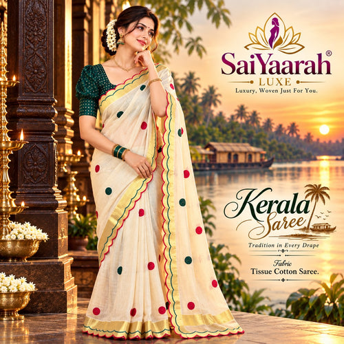 Kerala Tissue Cotton Saree