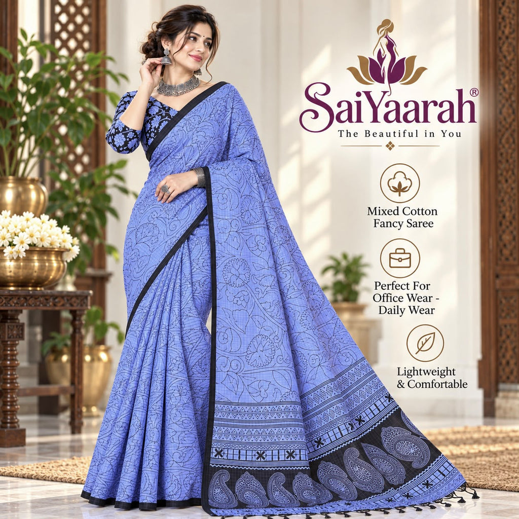 SaiYaarah – Mixed Cotton Fancy Saree