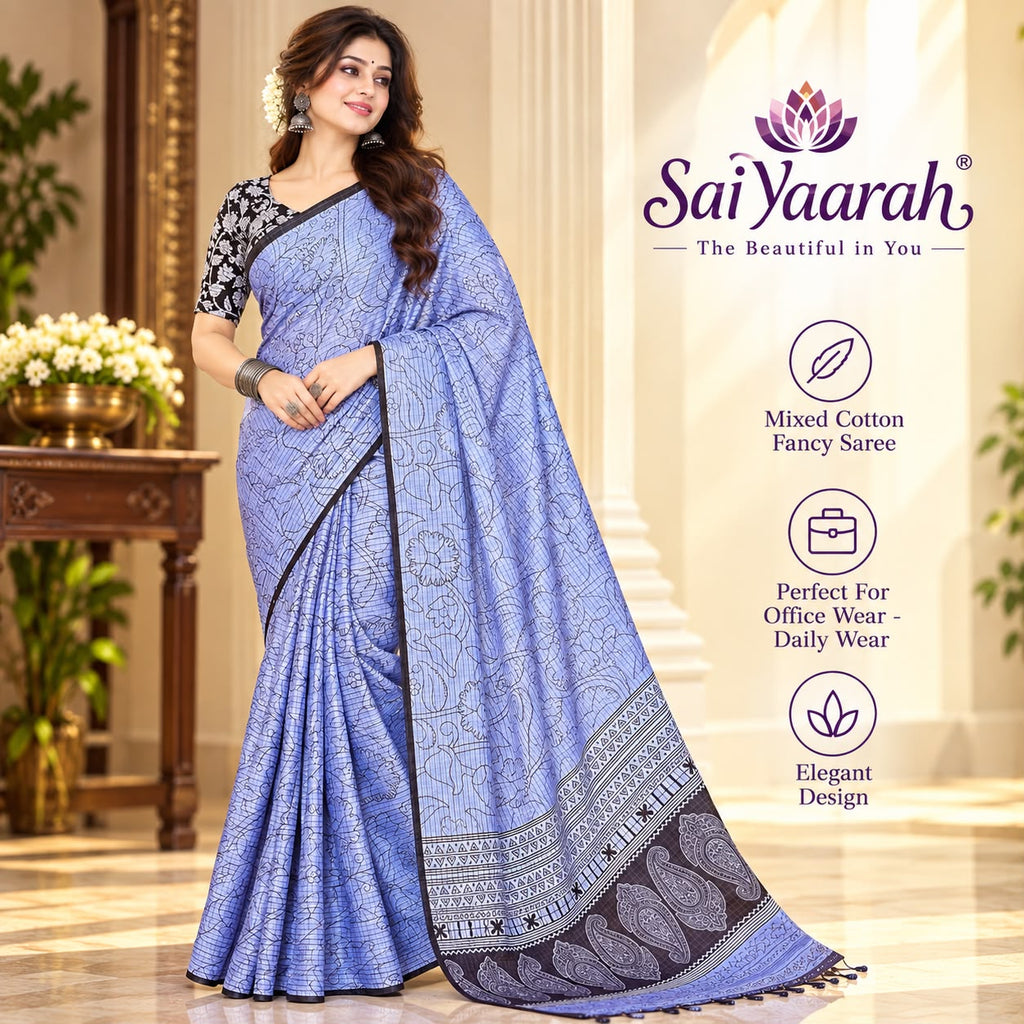 SaiYaarah – Mixed Cotton Fancy Saree
