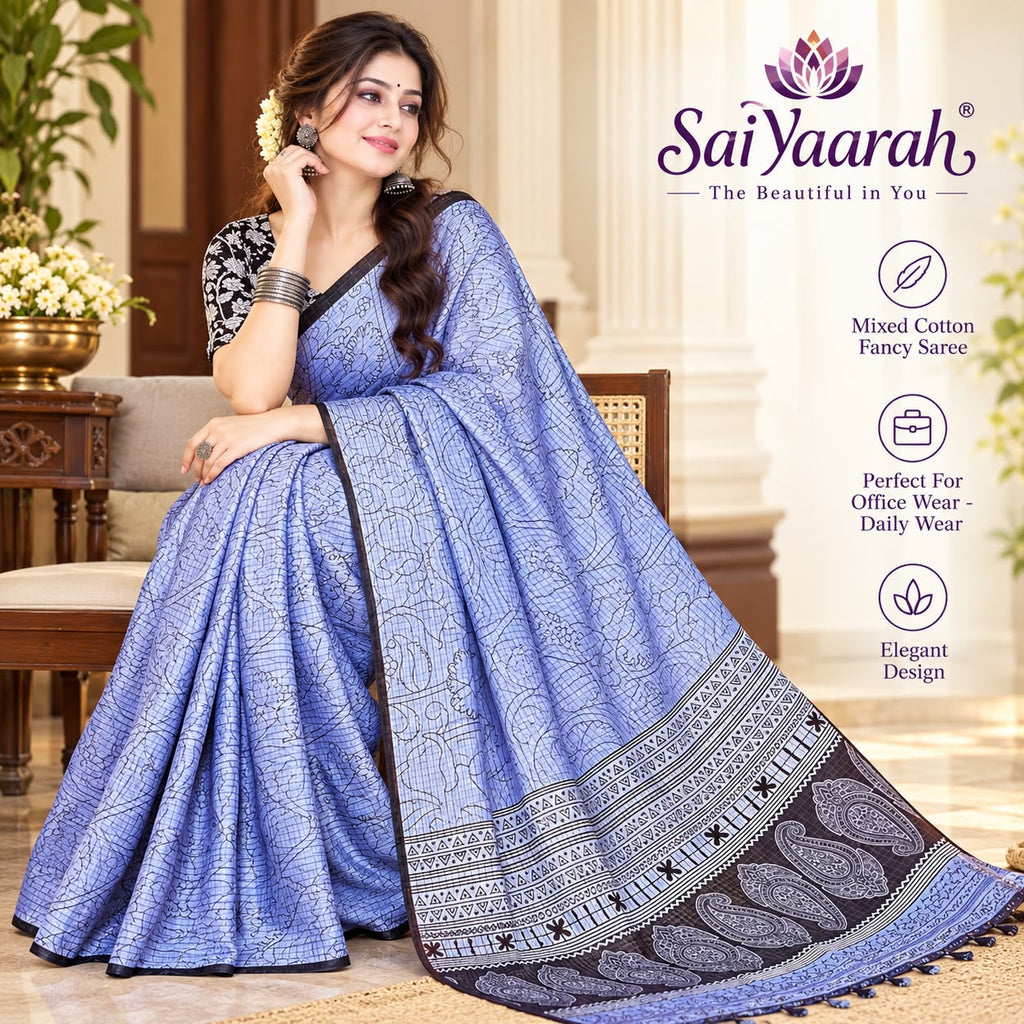 SaiYaarah – Mixed Cotton Fancy Saree