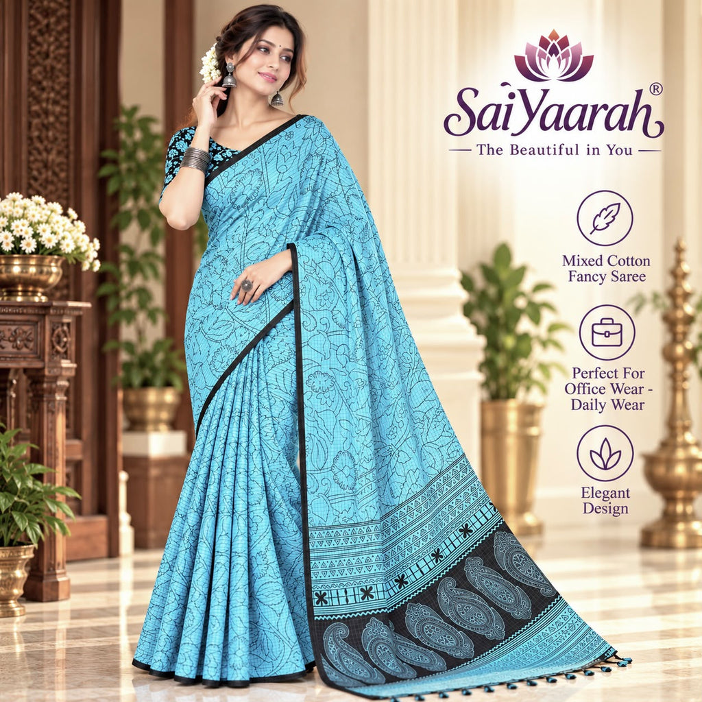 SaiYaarah – Mixed Cotton Fancy Saree