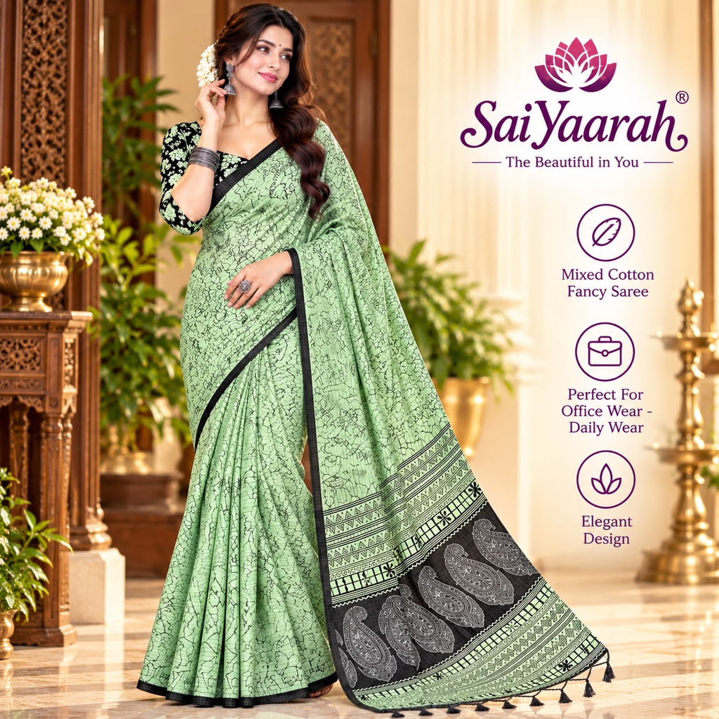 SaiYaarah – Mixed Cotton Fancy Saree
