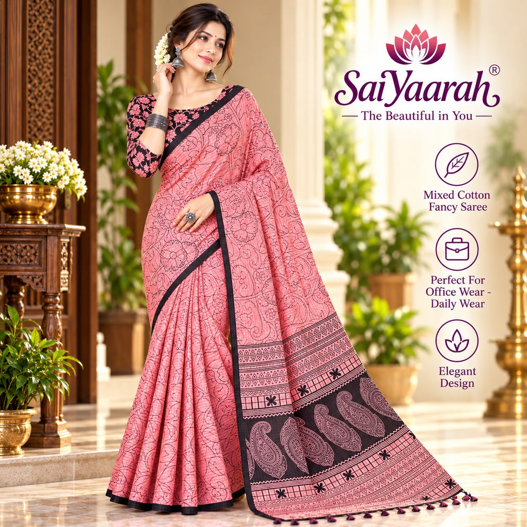 SaiYaarah – Mixed Cotton Fancy Saree