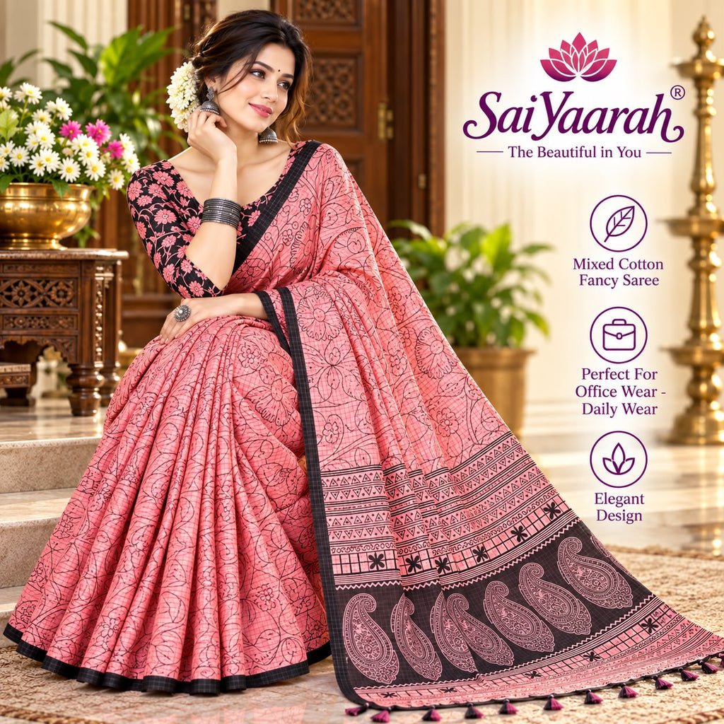 SaiYaarah – Mixed Cotton Fancy Saree
